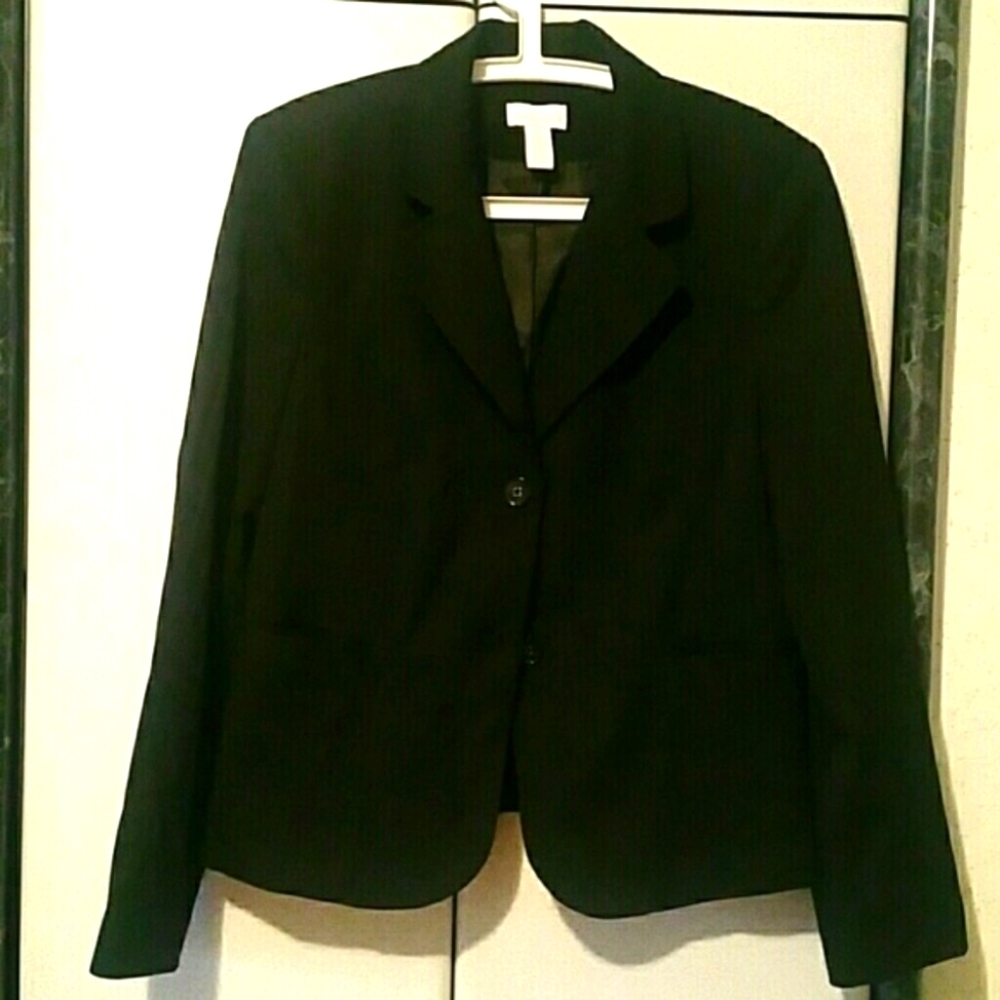 Ladies Striped Business Suit Jacket, Black sz 14